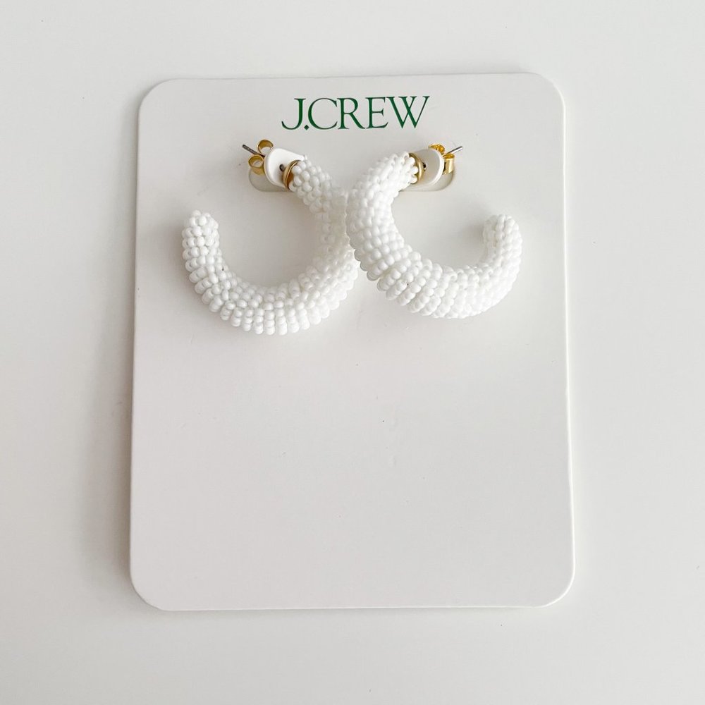 J. Crew Chunky Beaded Hoop Earrings (White) - Picture 3 of 3